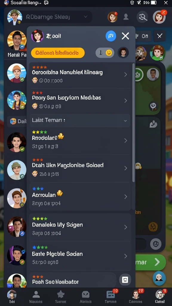Tangkapan layar fitur menu kustomisasi karakter yang menarik.