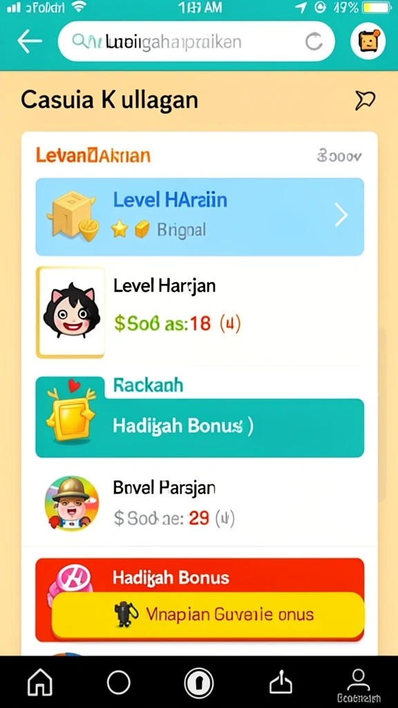 Leaderboard yang menunjukkan peringkat pemain secara global.